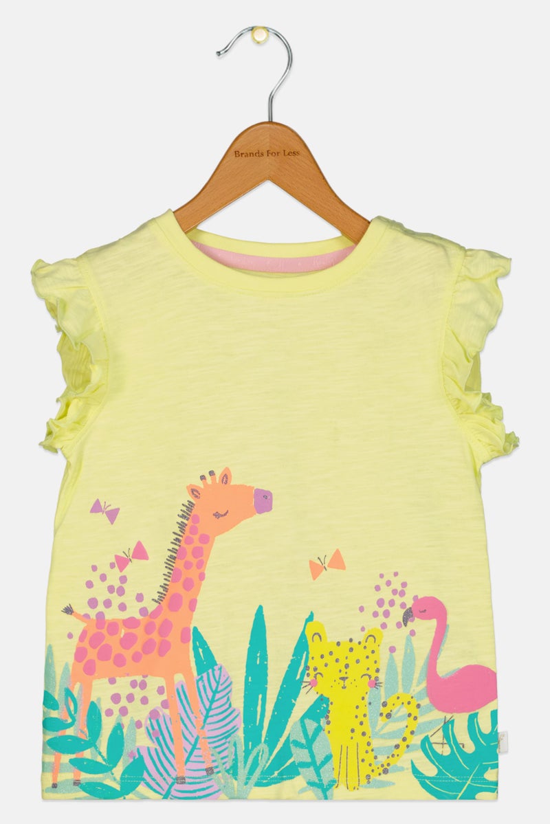 Hamleys Toddlers Girl Graphic Print Ruffle Sleeve Top, Multicolor - Image 1